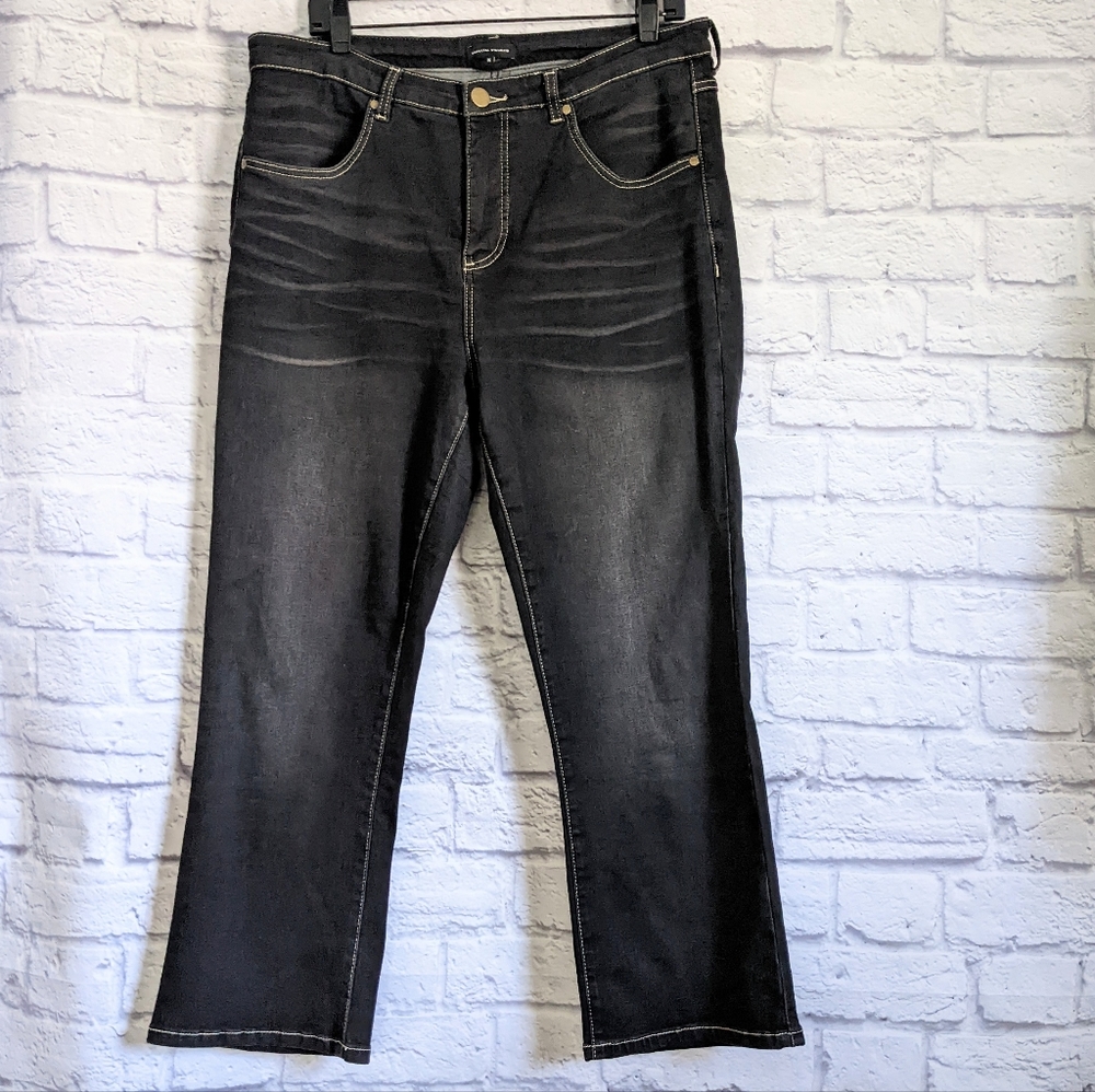 Universal Standard Bae Boyfriend Crop Jeans 16 Black High Waist Straight Leg